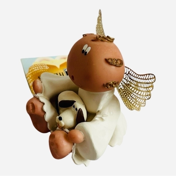 Vintage Russ Berrie Angel With Dog Figurine Angel Cheeks Figurine Statue - Picture 4 of 6